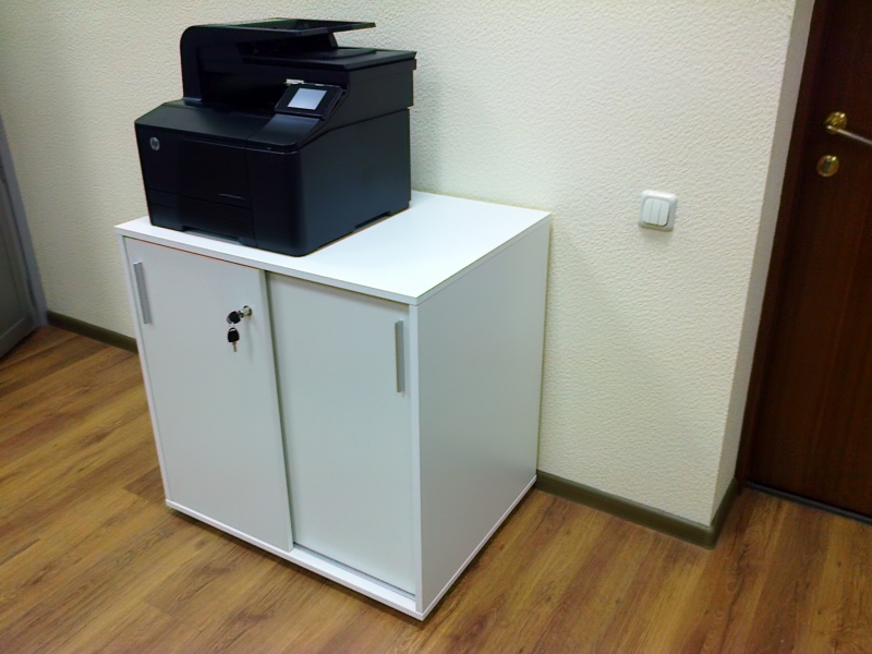Тумба під принтер з розсувними дверима на 2 полиці 80х80х60 арт. Ur-222-1SL | Фото - 2